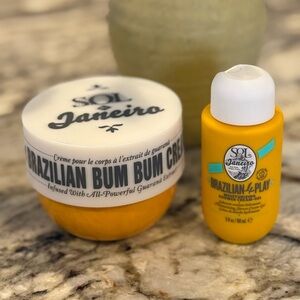 Sol de Janeiro Bum Bum Cream 8.1oz + 4 Play Shower Gel 3 fl oz Bundle NEW